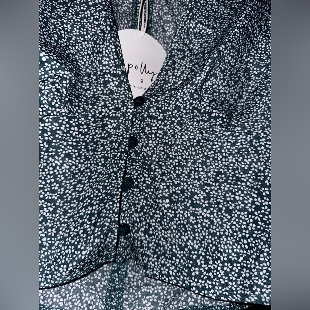 NWT Princess Polly Mersea blue white floral blouse 4 vacation summer spring - Picture 3 of 8